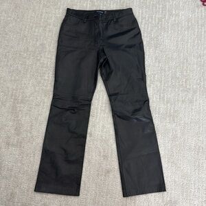VTG Ann Taylor 100% Leather Straight Leg Black Pants